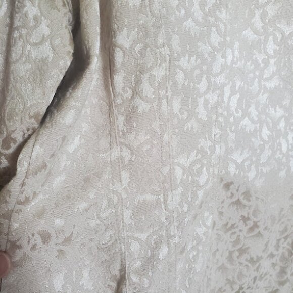 Christine Alexander Jacket XL Cream Damask Gold Crystal Gems Buttons Vintage - Picture 4 of 12